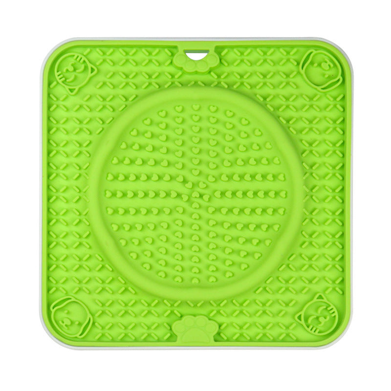 Dog Big Suction Cup Pet Anti-bite Slow Food Mat Lick Mat Silicone Slow Food Mat Cat and Dog Placemat Dog Lick Plate Food Basin