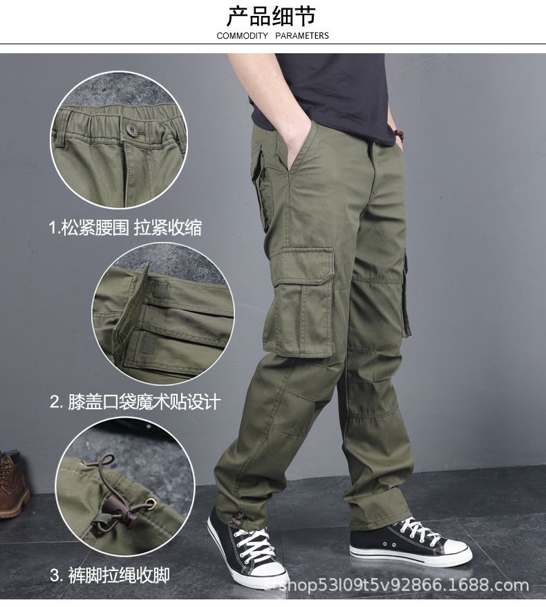 Spring and Autumn Cotton Crane Pants Foreign Trade Plus Size Pants Site Work Pants Men's Multi-Pocket Wear-Resistant Casual Pants