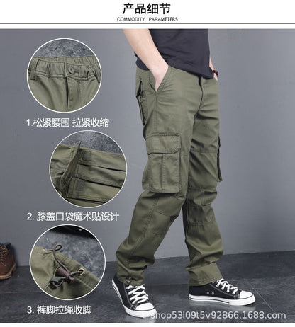 Spring and Autumn Cotton Crane Pants Foreign Trade Plus Size Pants Site Work Pants Men's Multi-Pocket Wear-Resistant Casual Pants