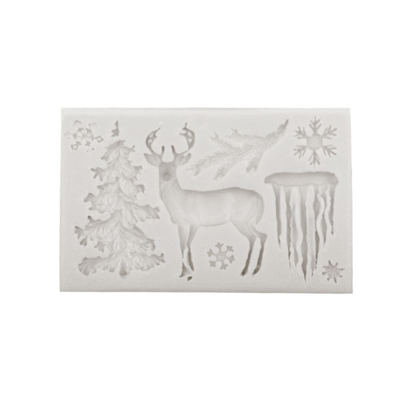Christmas Theme Elk Snowflake Icicle Christmas Tree Shape Silicone Mold Creative Baking Fondant Cake Decoration