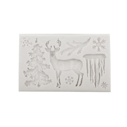 Christmas Theme Elk Snowflake Icicle Christmas Tree Shape Silicone Mold Creative Baking Fondant Cake Decoration
