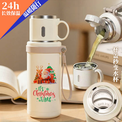 Foreign Trade Christmas Gift Thermos Cup, Large Capacity Water Bottle, Outdoor Sports Water Bottle, Cold-Keeping Ice Cup, Customizable