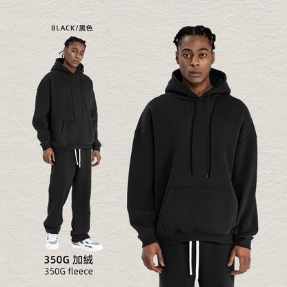Cai Xiang Island Men's Clothing | Autumn and Winter Cross-Border American-Style Fleece Hoodie Men's Street Fashion Hooded Sweatshirt with Drawstring