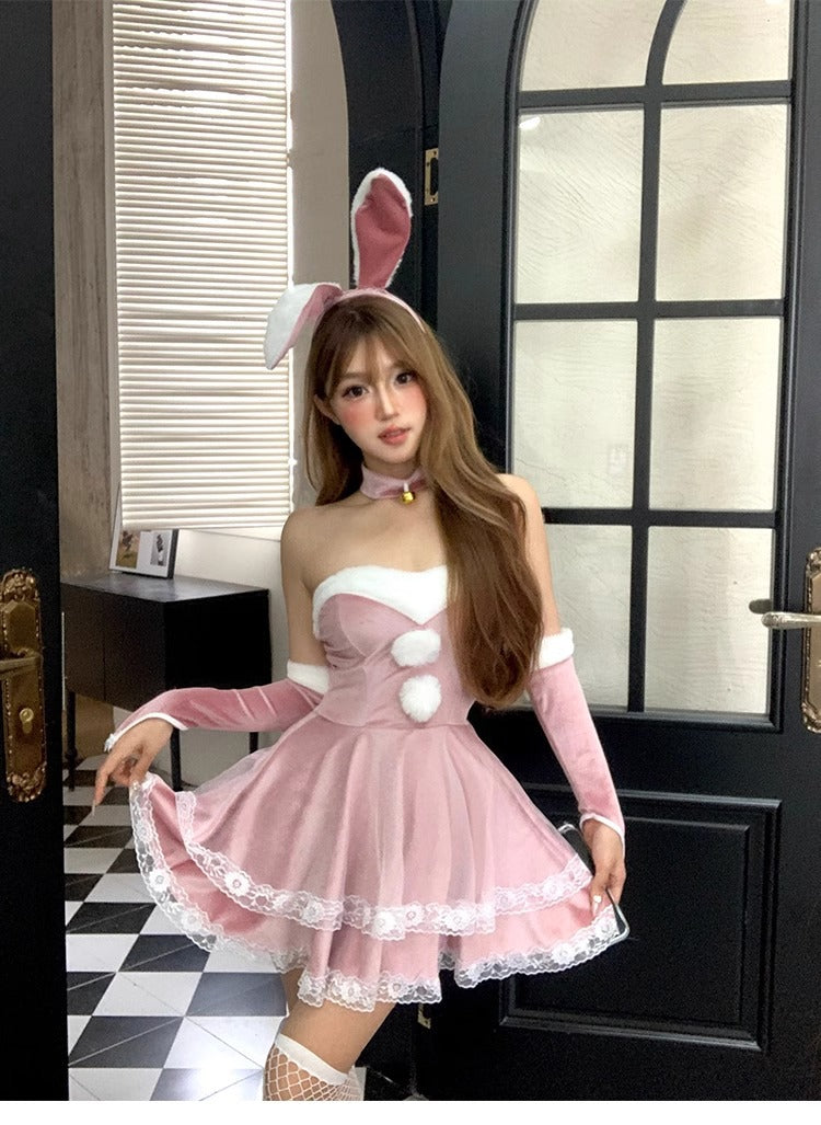 Christmas Theme Bunny Cos Uniform Night Performance Costume Sexy Pure Halloween Bunny cosplay