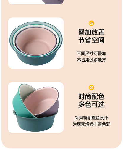 Washbasin plastic household large durable basin student dormitory baby contrast color small basin vegetable washing laundry foot basin
