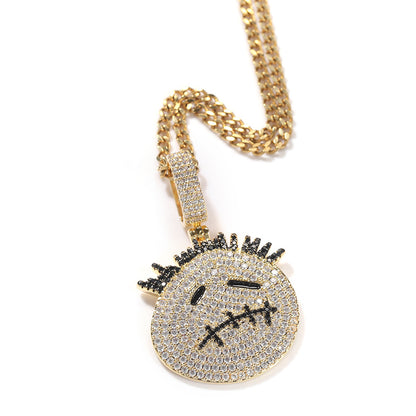 Gu Meng New Product Small Prickly Head Cartoon Hip Hop Men's Necklace Pendant European and American Street Fashion Brand Zircon Pendant