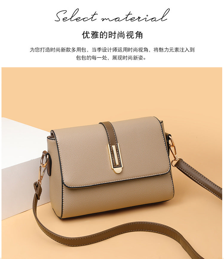 Small Square Bag for Women 2026 New Fashion Soft Leather Women's Shoulder Crossbody Bag Pure Color High-Quality Texture Middle-Aged Mom Bag