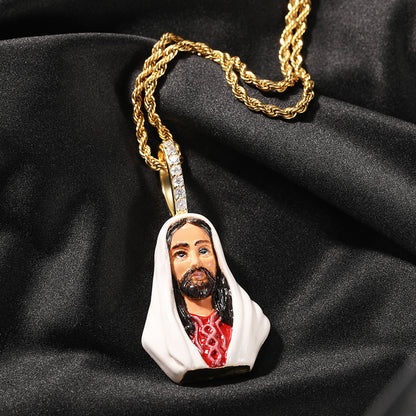 European and American New Products Copper Material Enamel Men's Avatar Personalized Hip-Hop Pendant Necklace Trendy Accessories Jewelry Wholesale
