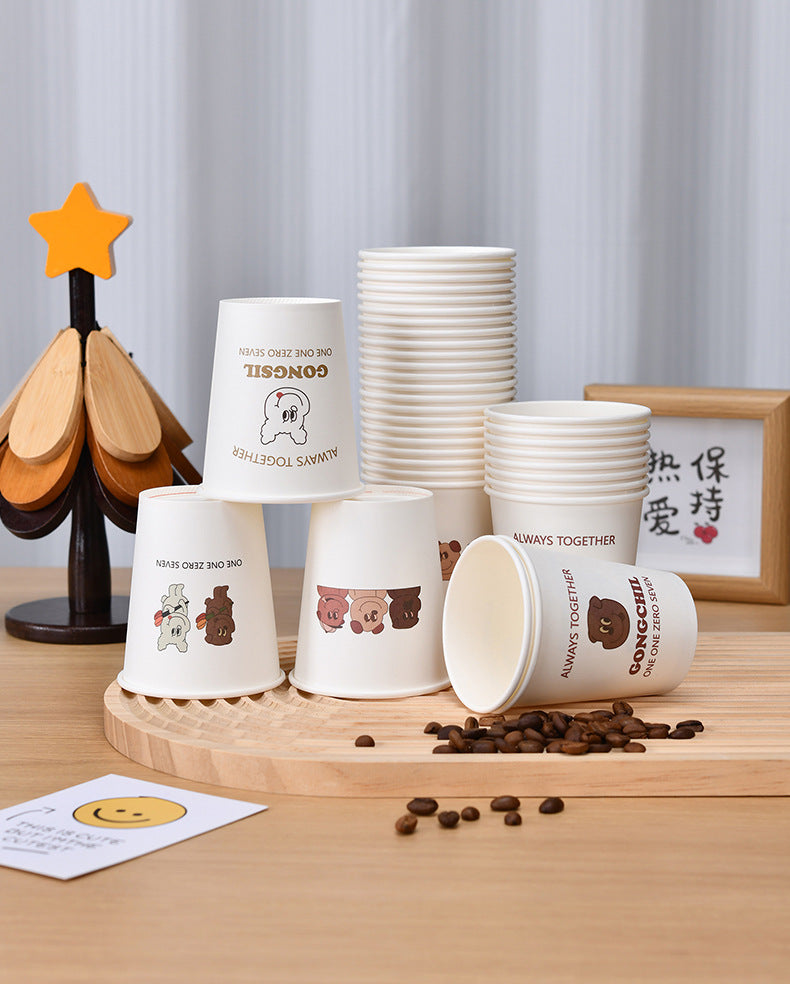 Disposable Thickened Household Food-Grade Paper Cups for Drinking Water, Making Tea, Entertaining Clients, Commercial Use, and Available for Wholesale