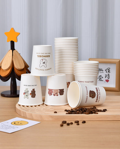 Disposable Thickened Household Food-Grade Paper Cups for Drinking Water, Making Tea, Entertaining Clients, Commercial Use, and Available for Wholesale