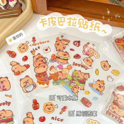Kapibara Planner Stickers Cartoon Capybara Pet Student DIY Stickers Waterproof Water Bottle Phone Case Adhesive Laser