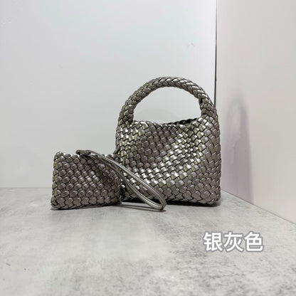 PU handmade woven bag summer high-end niche design women's bag handbag shoulder bag vegetable basket Ins bag