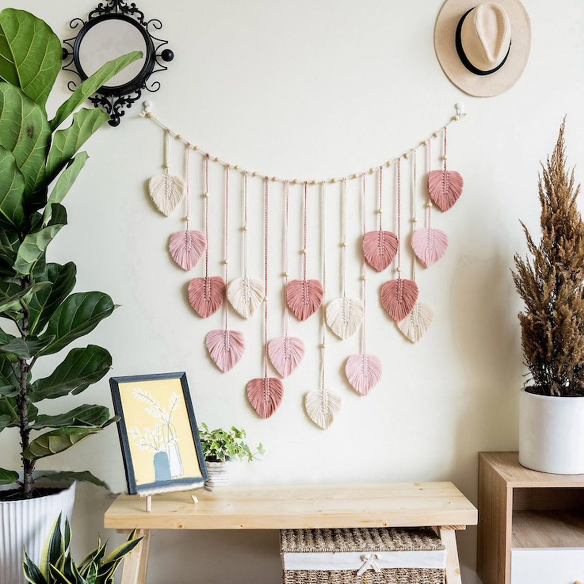 Nordic Handmade Woven Leaf Tapestry Bohemian Photo Homestay Bedroom Children's Room Background Wall Wall Decorations