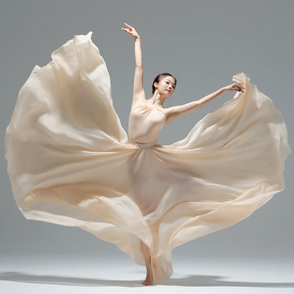 720 Degree Double Layer Large Swing Skirt Chiffon Classical Dance Ethnic Dance Skirt Dance Long Skirt Square Dance Practice Xinjiang Dance
