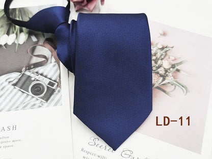Factory In-Stock Zipper Tie Men's Formal Business 8cm Lazy Tie Red Black Striped Workplace Striped Tie
