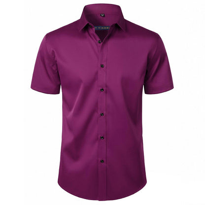 Solid Color Amazon Stretchy Plus-Size Men's Long-Sleeve Shirt, Men's Fashion Shirt, Slim Fit Outerwear