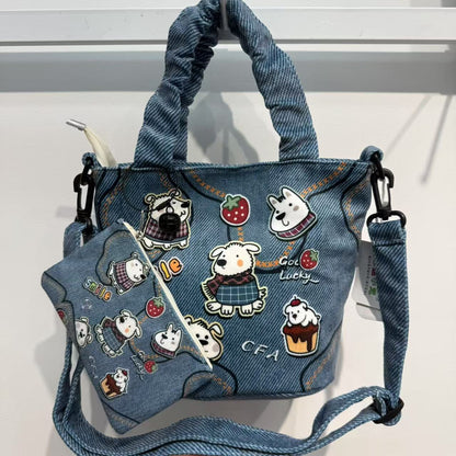 In-Stock New Small Cloth Bag Ins Cute Cartoon Women's Summer Cloth Bag Handbag Casual Tote Bag Upgrade