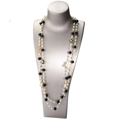 Shijiazu stacked with long pearl necklace women's light luxury temperament sweater chain Joker high sense autumn and winter necklace