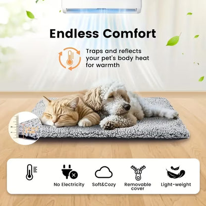 Super soft self-warming cat and dog bed, warm dog crate sleeping pad, washable non-slip pet nest mat