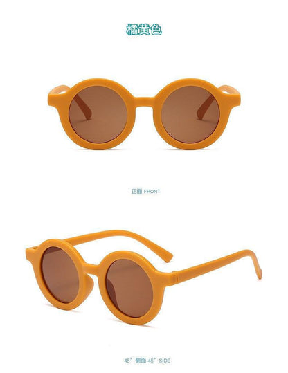 2023Ins Kidsren's Sunglasses Retro Boys and Girls Kidsren's Sunglasses Ready-Made Baby Round Frame Sunglasses