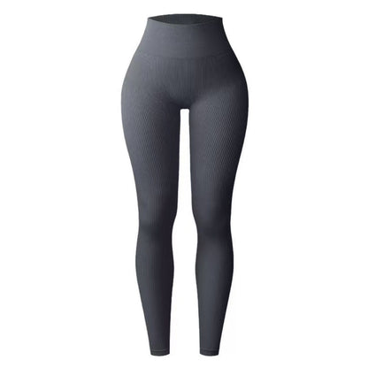 Foreign Trade New Leggings Outer Wear Spring and Summer Women's Solid Color Elastic Tight Sports Pants Yoga Fitness Threaded Pants