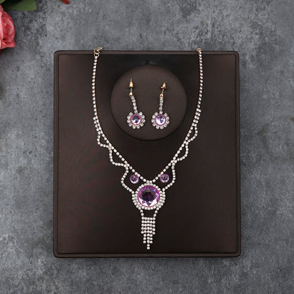 Korean Bride Necklace Earrings Two-piece Decorations Wedding Yarn Wedding Jewelry Wedding Accessories Dance Studio