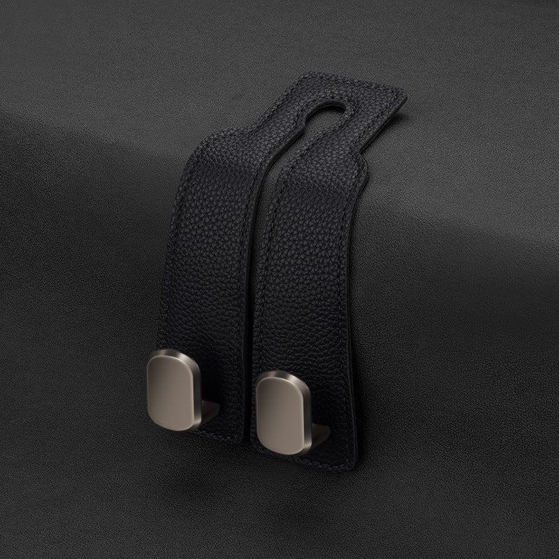 Car rear seat storage small hook turned leather zinc alloy ABS car double hook