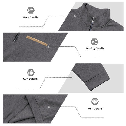 Cross-Border American Style Autumn and Winter Heavyweight Fleece Long-Sleeve Men's Sweatshirt with Half-Zip, Loose Fit, Stand Collar, Pullover Men's Sweatshirt