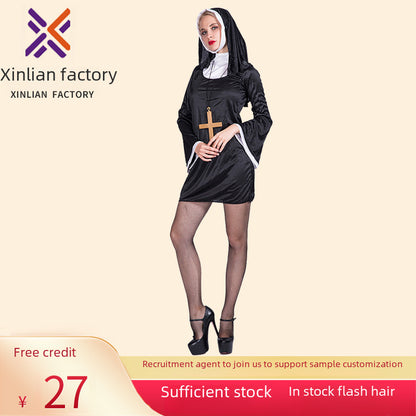 Easter Halloween Carnival Cosplay Party Costume Adult Nun Cosplay Stage Costume
