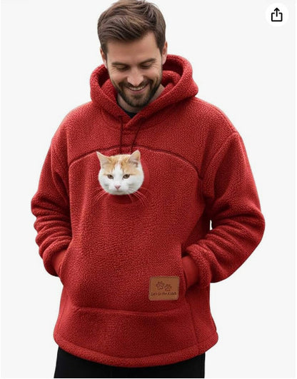 2025 New European and American Polar Fleece Pet-In-One Men's and Women's Trendy Hooded Loose Casual Warm Sweatshirt