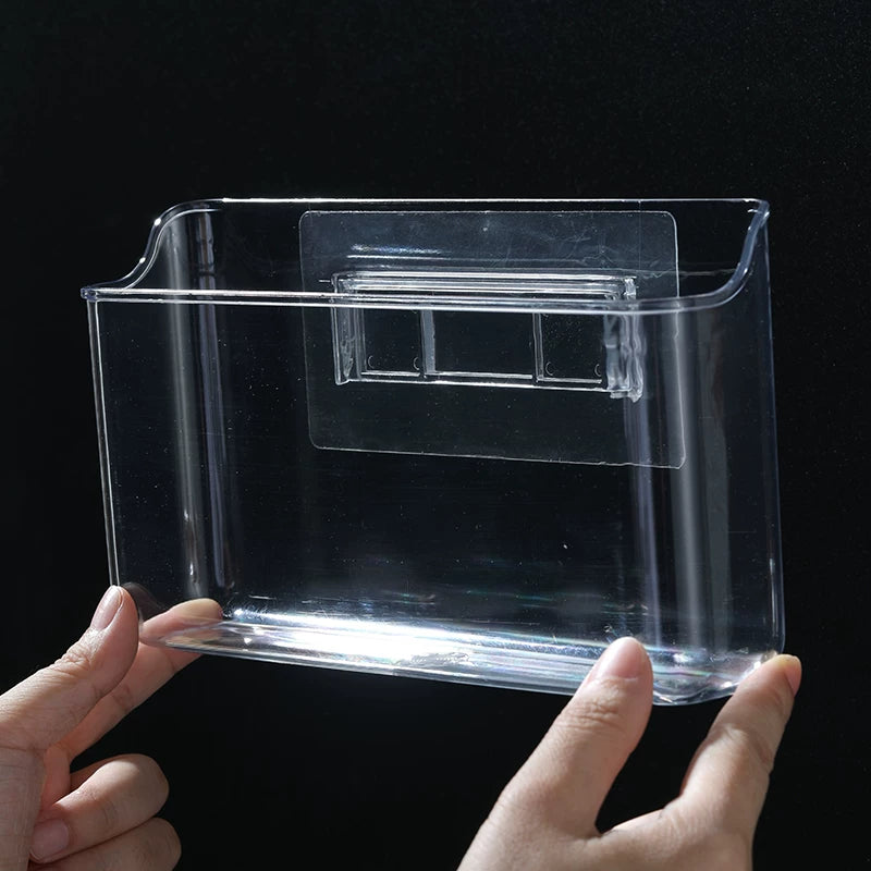 Desktop Wall Hanging Storage Box with Transparent Acrylic Cosmetics Bathroom Stationery Station Kitchen Storage Rack Bedside