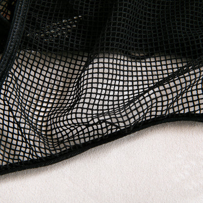 Europe and the United States cross-border supply nightclub hot girl PU leather mesh stitching strap waist backless sexy jumpsuit women's in stock