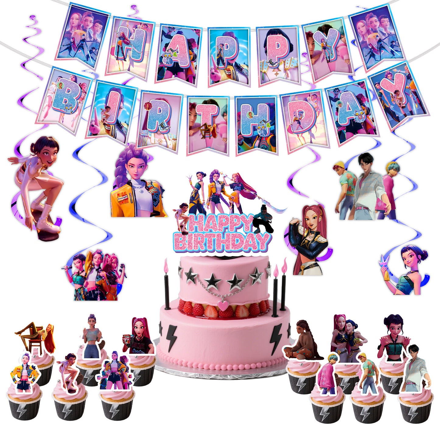 Amazon's New Pop Hunter Witch Group Theme Birthday Party Supplies Set Paper Plate Tissue Tablecloth Decoration