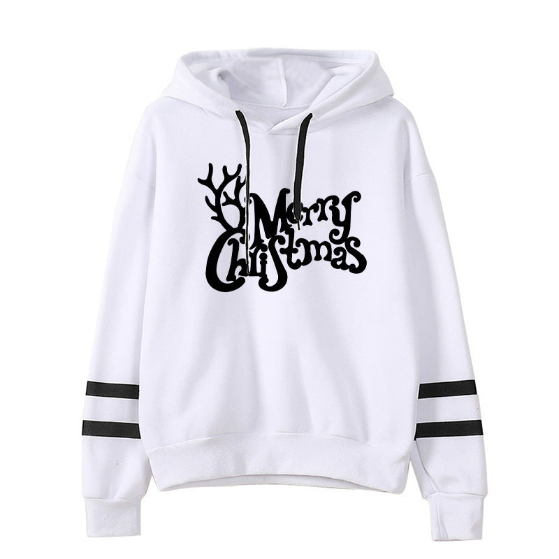 Europe and the United States Amazon cross-border foreign trade Christmas Merry Christmas printed parallel bars hooded sweater plus size