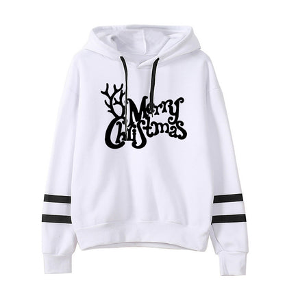 Europe and the United States Amazon cross-border foreign trade Christmas Merry Christmas printed parallel bars hooded sweater plus size