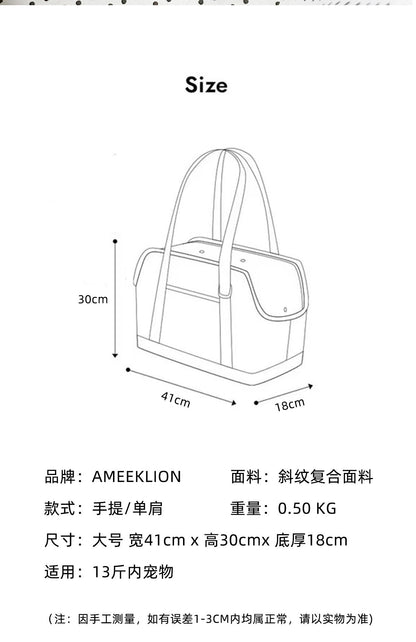 Cat Bag Outgoing Portable Breathable Shoulder Breathable Small Dog Bag Portable Lightweight Canvas Cat Pet Crossbody Backpack