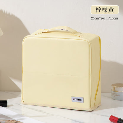 Vertical Cosmetic Bag, Large Capacity, Women's Pencil Case, Travel Pu Waterproof, Can Be Hung on Luggage, Makeup Brush Storage Bag