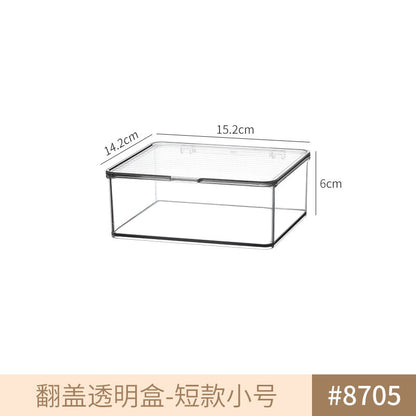 Storage Box PET Transparent Acrylic Rectangular Cosmetic Station Snack Kitchen Sundries Storage Box with Lid