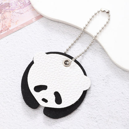 Ins Wind Cloud Lightning Summer Panda Giraffe Fruit Pu Printed Leather Pendant Keychain Bag Hanging