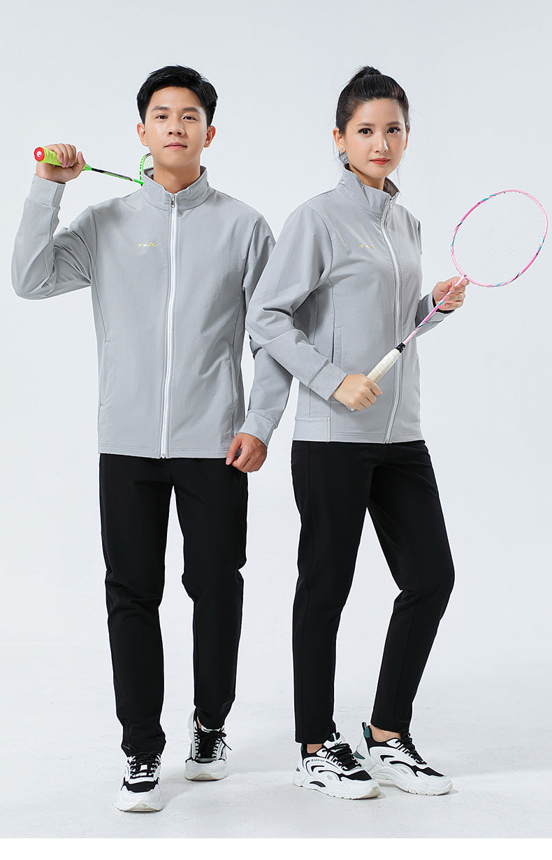 New Badminton Uniform Jacket Black and White Suit Men's and Women's Long-Sleeved Volleyball Uniform Table Tennis Uniform Competition Training Uniform