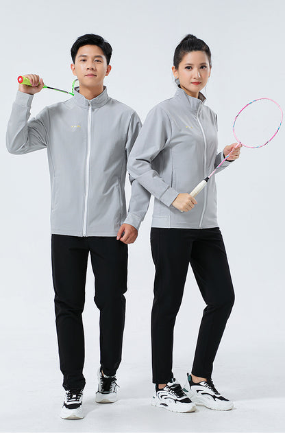 New Badminton Uniform Jacket Black and White Suit Men's and Women's Long-Sleeved Volleyball Uniform Table Tennis Uniform Competition Training Uniform