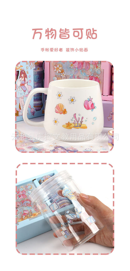 Children's Hand Account Sticker suit Transparent PET Cartoon Cartoon Waterproof Traceless Hand Account Sticker Girl's DIY Decorative Sticker