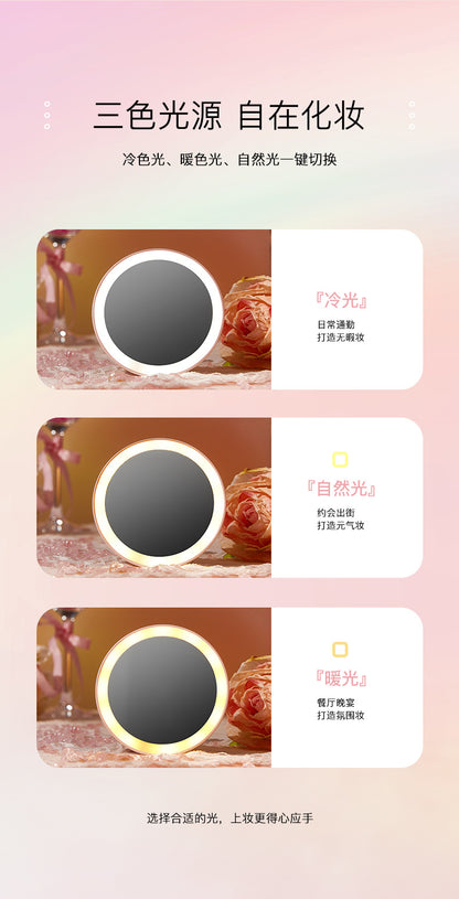 Led Makeup Mirror with Lamp Desktop Desktop Makeup Shell Mirror Holiday Gift for Girlfriend Dressing Mirror