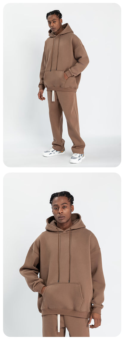 Cai Xiang Island Men's Clothing | Autumn and Winter Cross-Border American-Style Fleece Hoodie Men's Street Fashion Hooded Sweatshirt with Drawstring