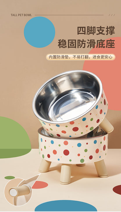 Pet Bowl Anti-overturning Cat Bowl Pet Stainless Steel Dog Bowl Cat Neck Protection High Foot Bowl Dog Food Utensils Cross-border New