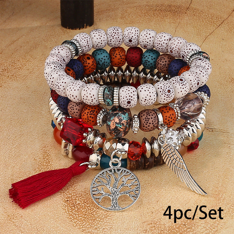 European and American Cross-Border Hot-Selling New Bohemian Bracelets Creative Tassel Multi-Layer Beaded Bracelets Fashion Jewelry