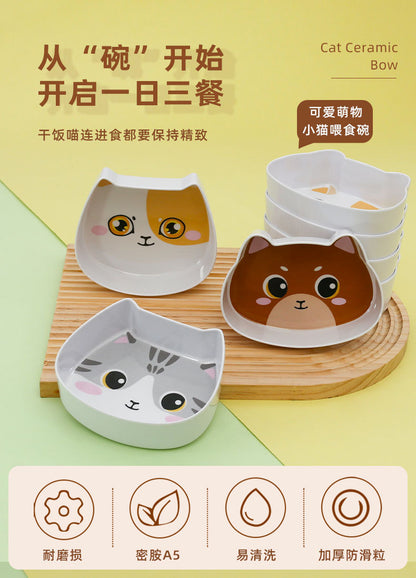 Cross-border cute cute neck protection pet bowl drinking bowl food bowl cat eating bowl is not easy to knock over cat bowl cat food bowl
