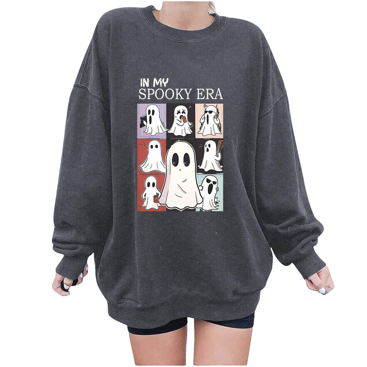 Women Sweatshirtss Halloween Cute Ghost Pattern Long Sleeve Sweater Horror Fall Pullover Tops