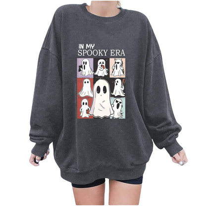 Women Sweatshirtss Halloween Cute Ghost Pattern Long Sleeve Sweater Horror Fall Pullover Tops