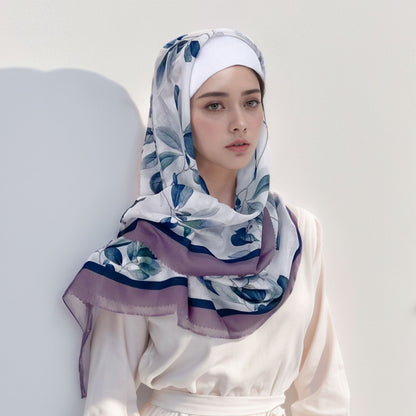 Cross-Border New Product Voile Print 110 Square Scarf Classic Lace Scarf Turban Malaysian Shawl